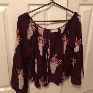 Bohemian off the shoulder maroon top